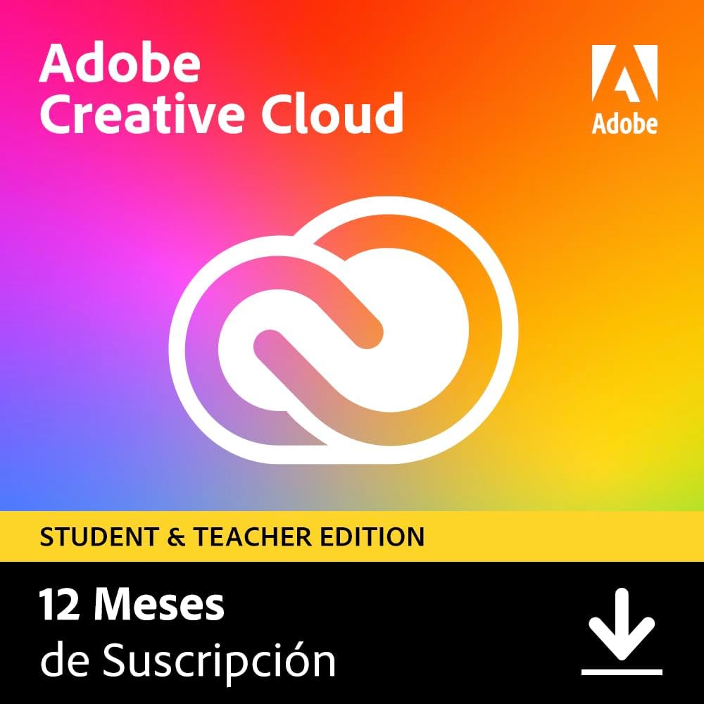 Adobe Creative Cloud | Student Version | 1 Año | PC/Mac | Código de activación enviado por email